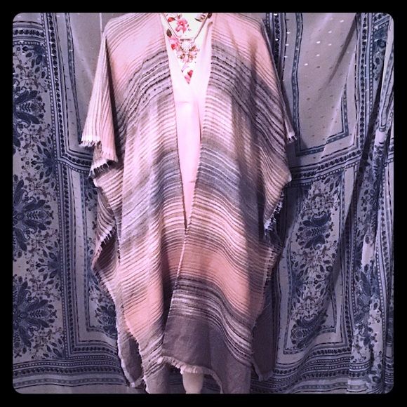 Designer | Jackets & Coats | Nwot Boho Pastel Fringe Ruana Coat | Poshmark